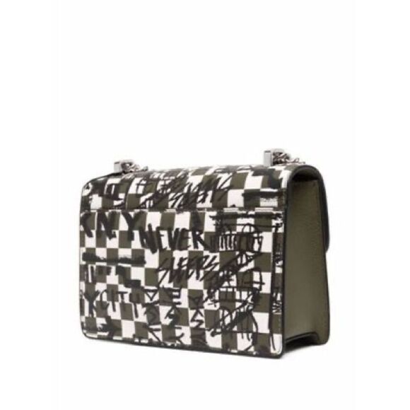 NWOT DKNY Check-graffiti Shoulder Bag In Green crossBag - Picture 5 of 13